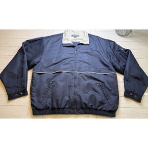 Cutter & Buck  Mens XL Weather Tec Windbreaker  Golf Jacket Navy Tan Classic Zip